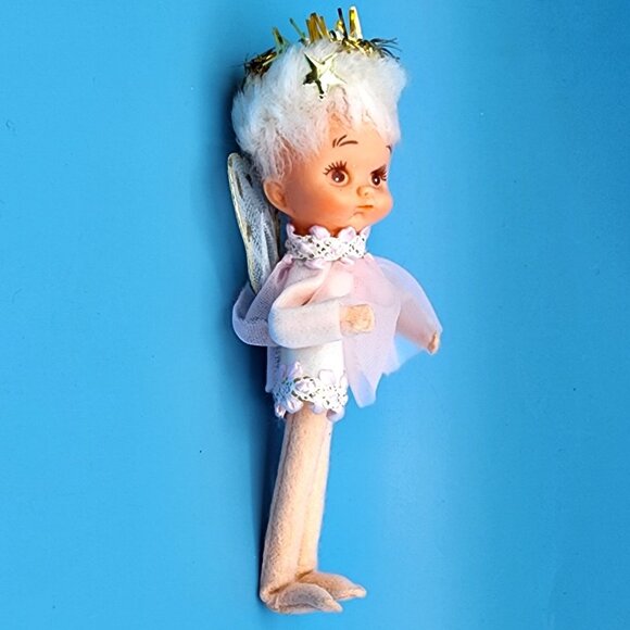Vintage 1960s Pixie Angel Ballerina Ornament Pink Chiffon Tulle Wings Japan - Picture 6 of 10